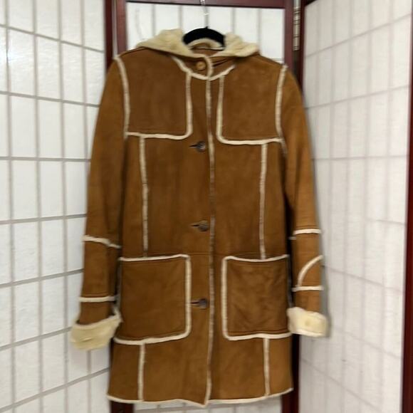 UGG AUSTRALIA LEATHER SHERLING COAT SIZE XS - Picture 1 of 8